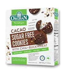 Orgran Cacao Sugar Free Cookies with Chia + Buckwheat 130g